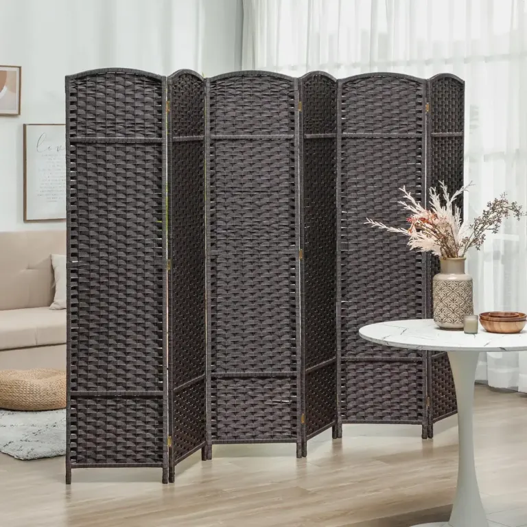6-Panels Rumsavdelare Vikbar Sekretessskärm Sovrum, Brun Skärmvägg
