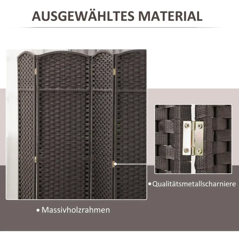 6-Panels Rumsavdelare Vikbar Sekretessskärm Sovrum, Brun Skärmvägg