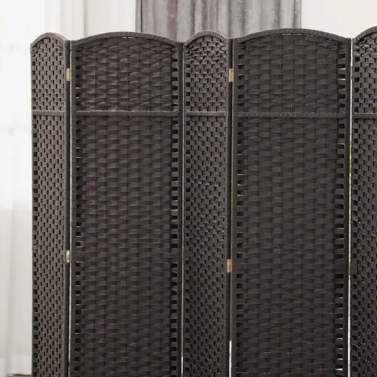 6-Panels Rumsavdelare Vikbar Sekretessskärm Sovrum, Brun Skärmvägg