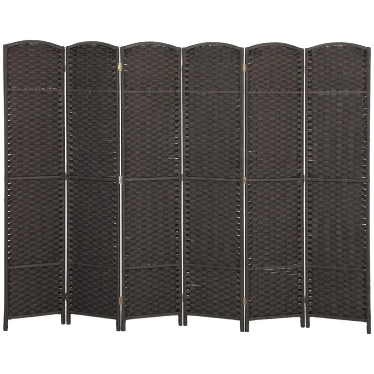 6-Panels Rumsavdelare Vikbar Sekretessskärm Sovrum, Brun Skärmvägg