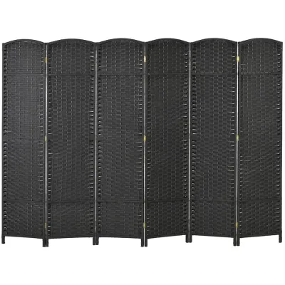 6-Panels Rumsavdelare Vikbar Sekretessskärm Sovrum, Svart Skärmvägg