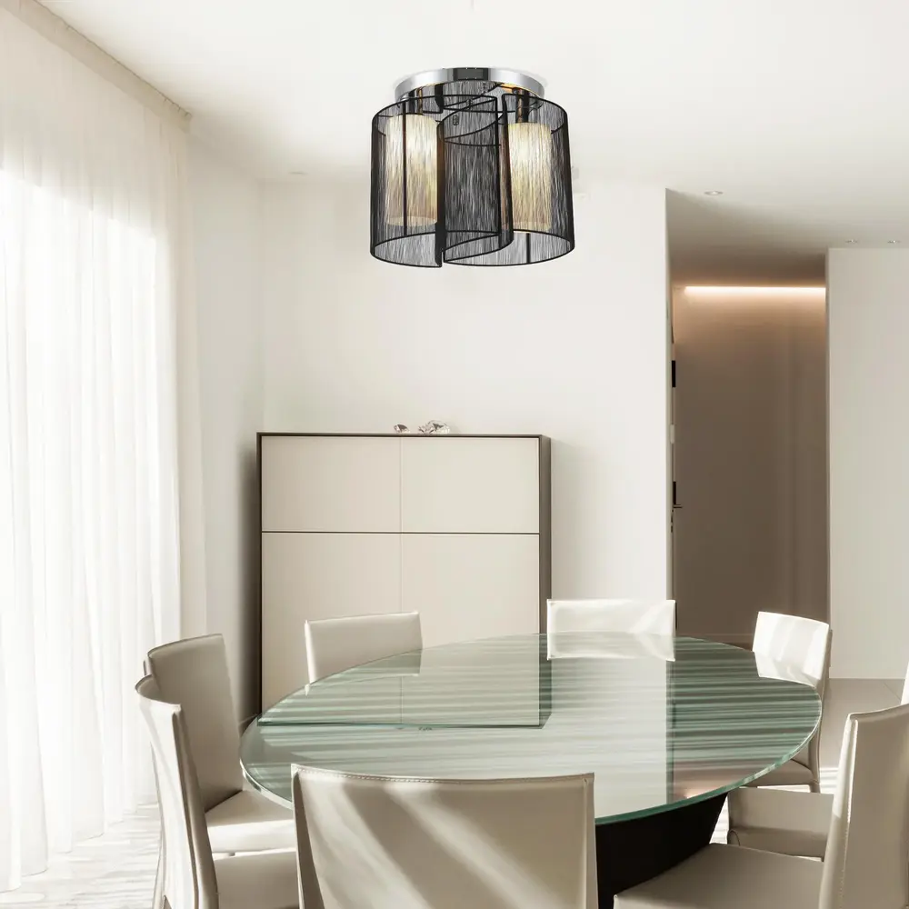 Taklampa Vintage 2-Lampa E27 Sockel Svart Ø47 5 x 33 Cm