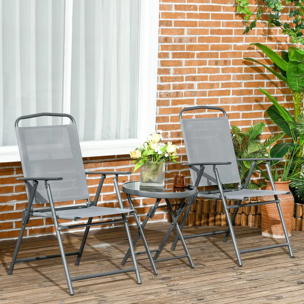 Trädgårdsmöbler Bistroset Ljusgrå av Stål 53,5 x 64 x 93 Cm