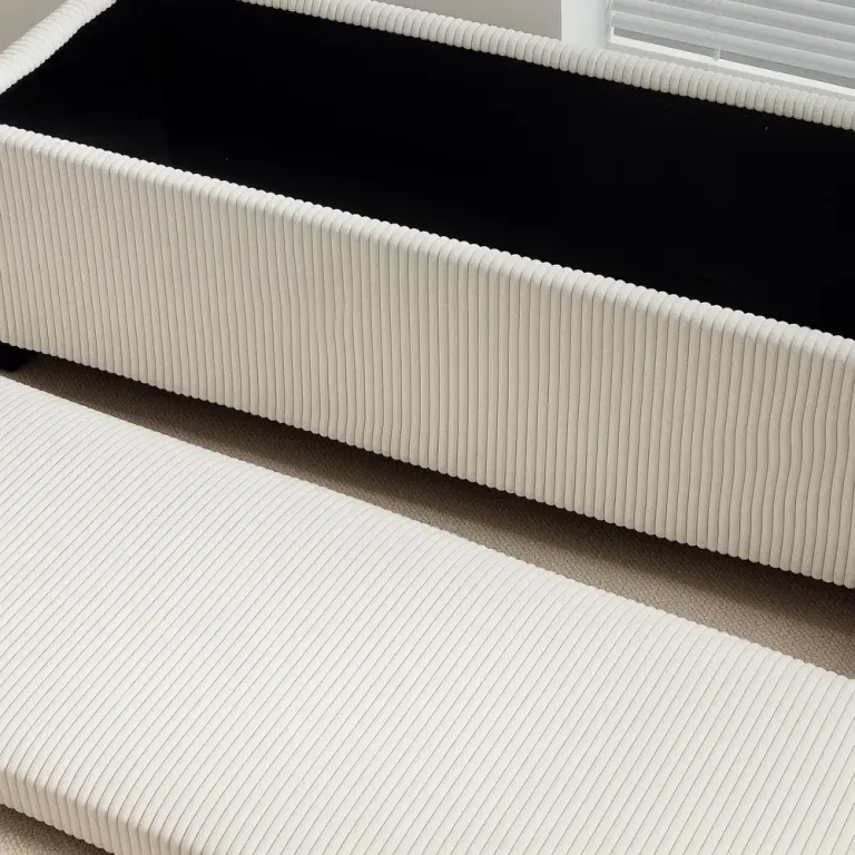 Bänk Förvaringsbänk Stoppad Kista Beige 112 x 42 x 40 cm