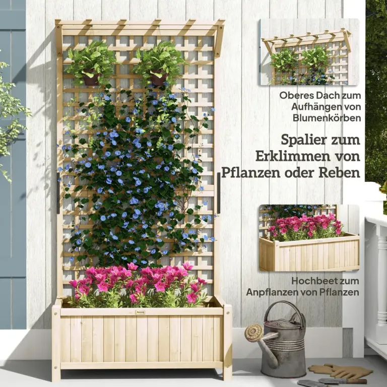 Upphöjd Odlingskrage Planteringslåda med Spaljé Trä