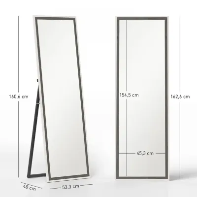 Fullängdsspegel med MDF-Ram 162,6x53,3 cm, Vit