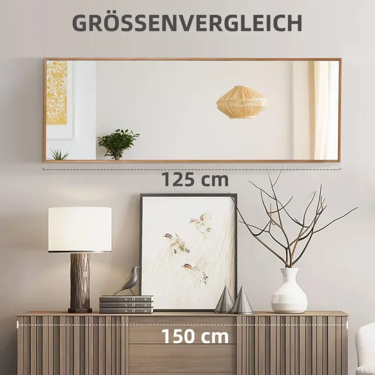 Väggspegel Helspegel Natur av Trä och Glas 125 x 45 cm