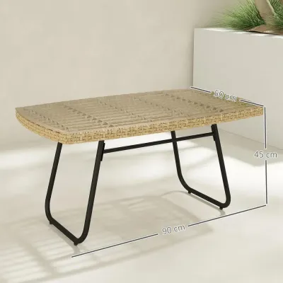 Trädgårdsbord Sidobord med Glasskiva Natur 90 x 50 x 45 cm