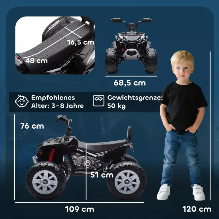 Elektrisk Quad för Barn 24 v 4 Hjul Strålkastare USB Fyrhjuling