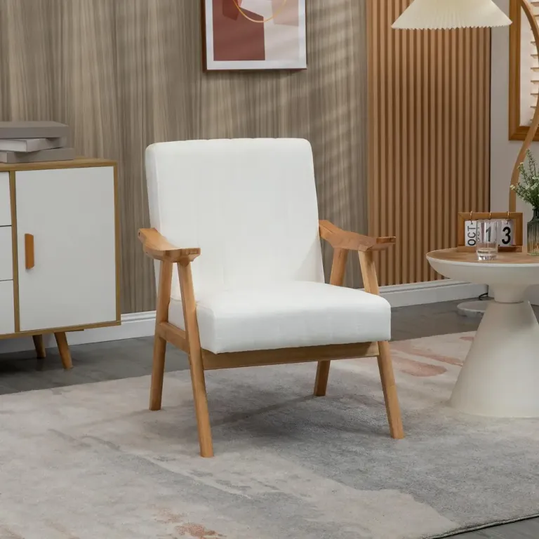 Fåtölj Enkelstol Kräm av Tyg Skandi Design Sammet Natur