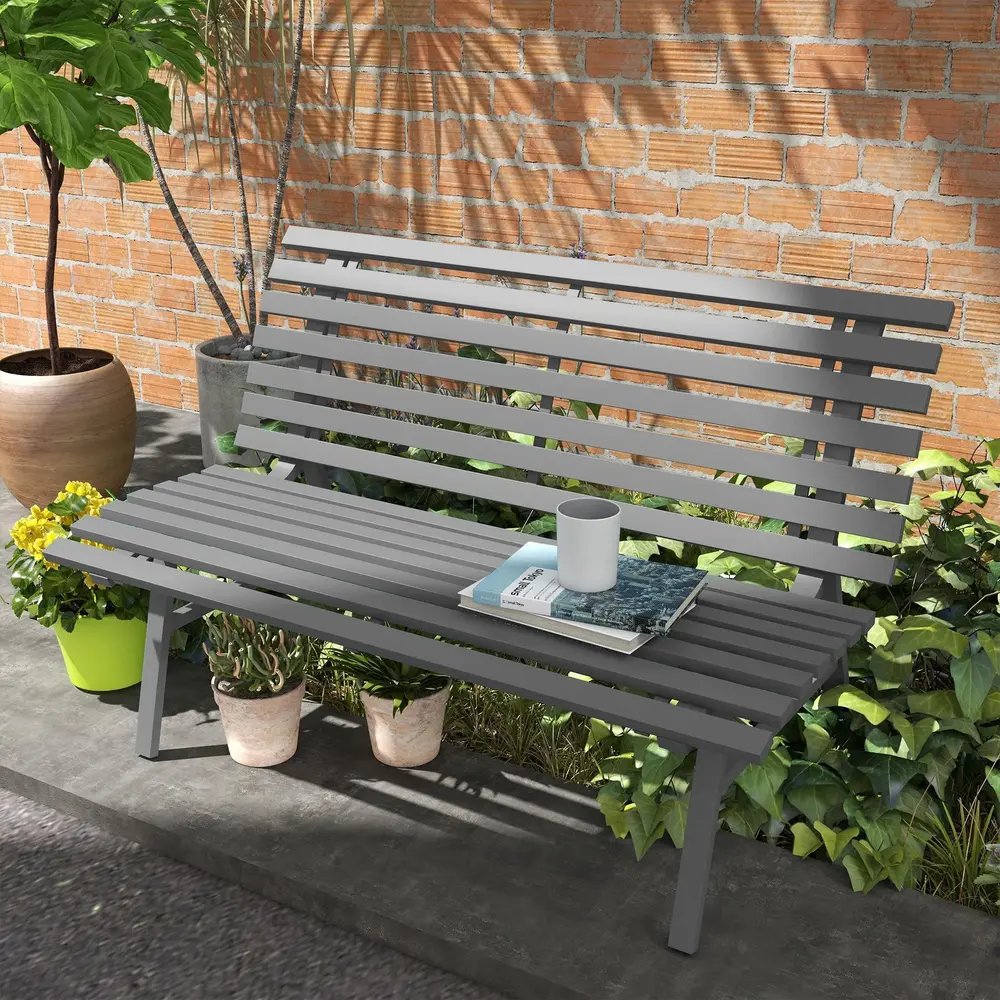 Trädgårdsbänk Parkbänk Grå av Aluminium 123 x 67 x 79 Cm