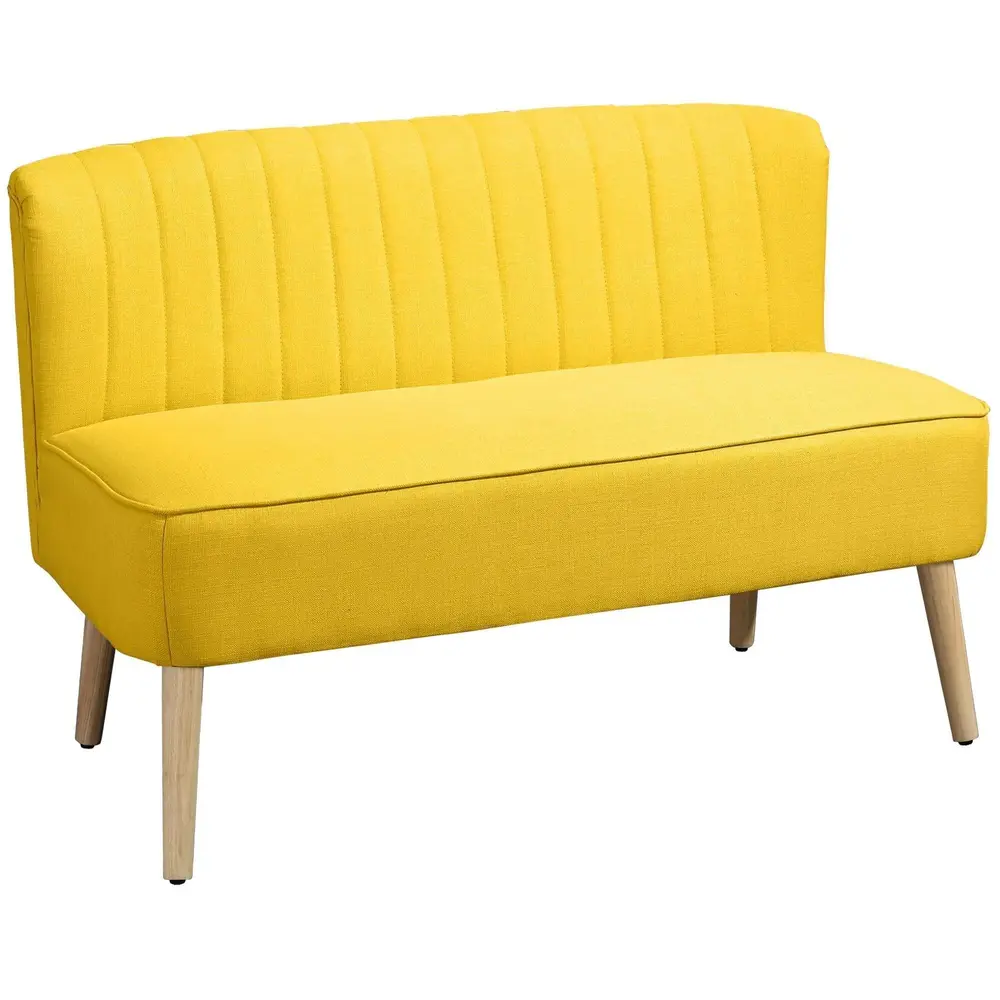 2-Sitsig Soffa i Gult Tyg Loungesoffa 117 x 56,5 x 77 Cm