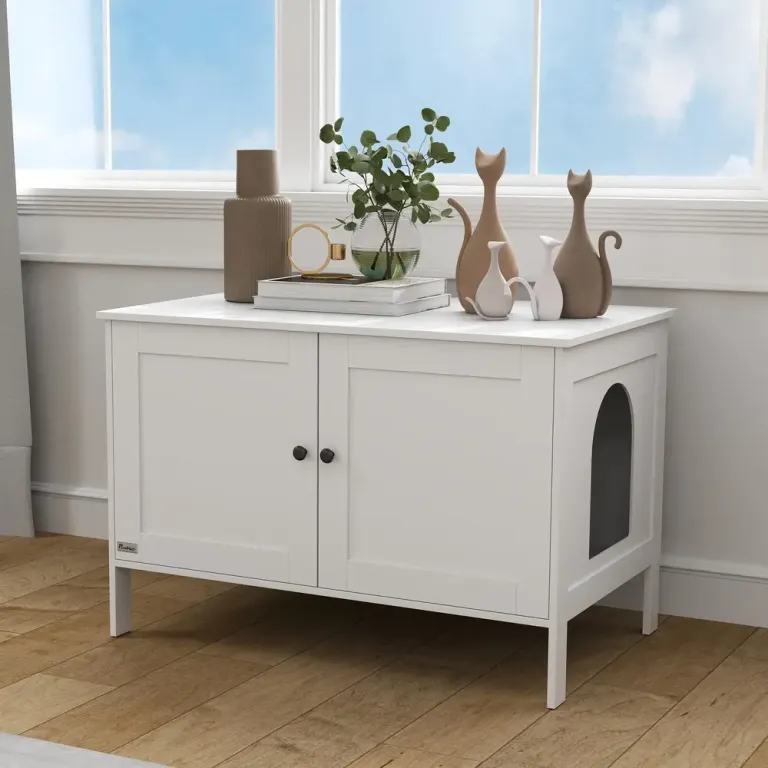 Kattlådeskåp 80 x 51 x 54 cm med Dörr, Vitt
