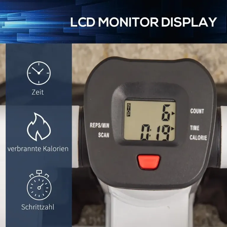 Mini-Stepper med LCD-Display och Halkfria Pedaler, Svart