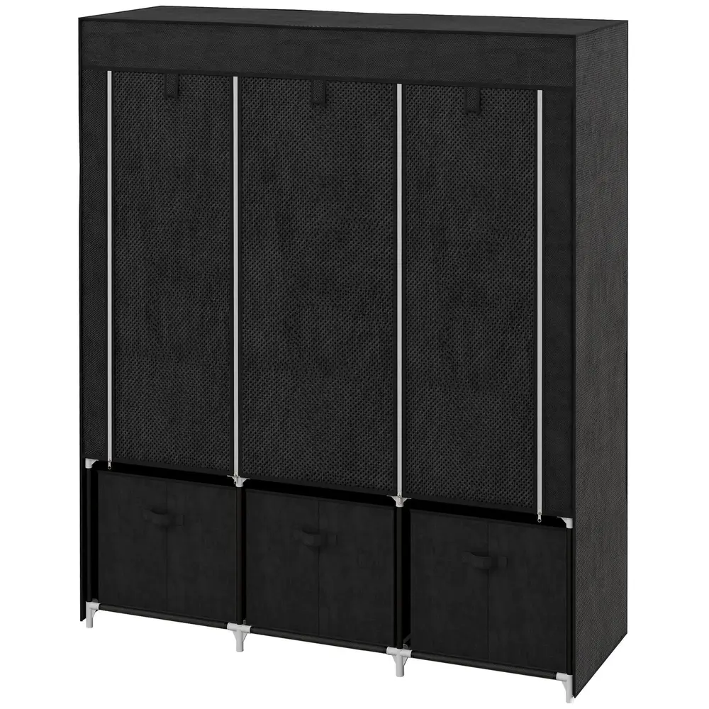 Hopfällbar Tyggarderob 3 Lådor 125 x 43 x 162,5 Cm