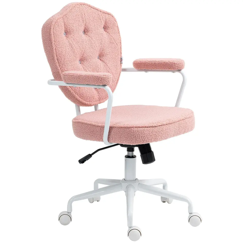 Kontorsstol Skrivbordsstol Rosa av Teddyfleece och Metall