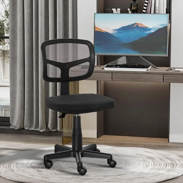 Ergonomisk Kontorsstol Höjdjusterbar Snurrstol Utan Armstöd