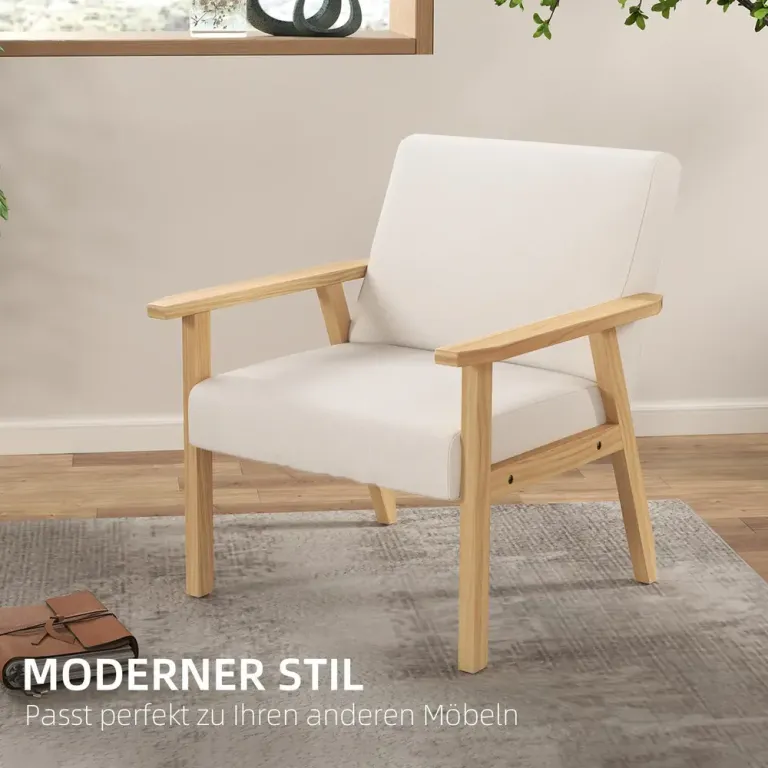 Fåtölj Krämvit av Tyg Scandi Design Träram