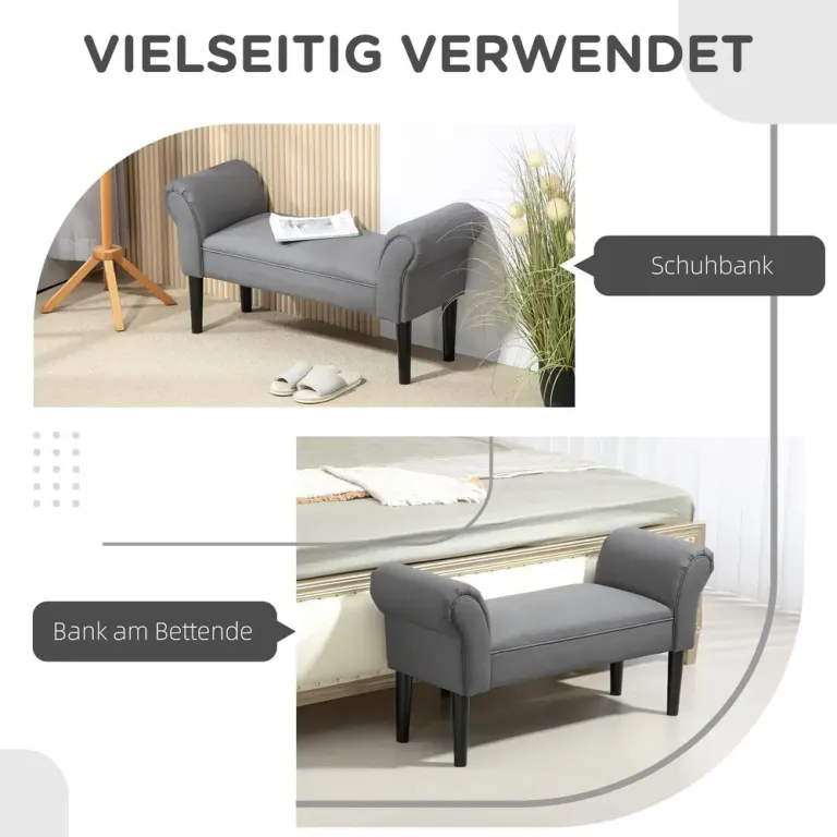 Sängbänk Förvaringsbänk Mörkgrå Sittbänk Robust Konstruktion Linne