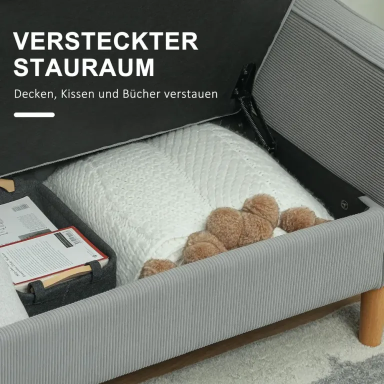 Soffa Loveseat 2-Sits Liten Ljusgrå Manchester Förvaring Träben