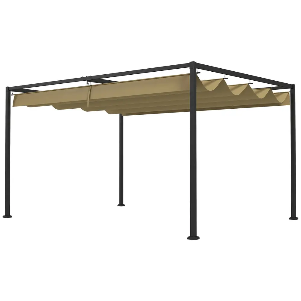 Pergola Trädgårdspaviljong med Tak Khaki av Stål 4 x 3 M