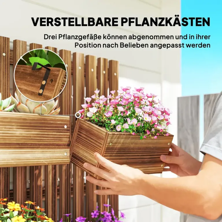 Blomlådor 3-pack för Väggmontering 60 x 16 x 80 cm