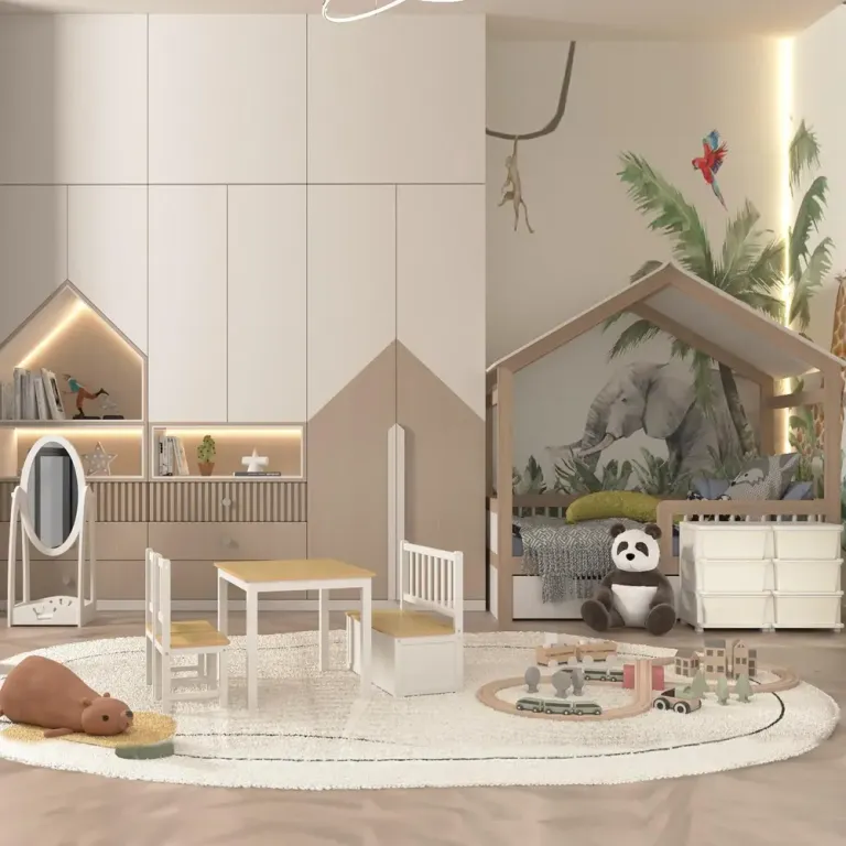 Leksaksförvaring med 3 Lådor, Cremevit Barnrum Plast