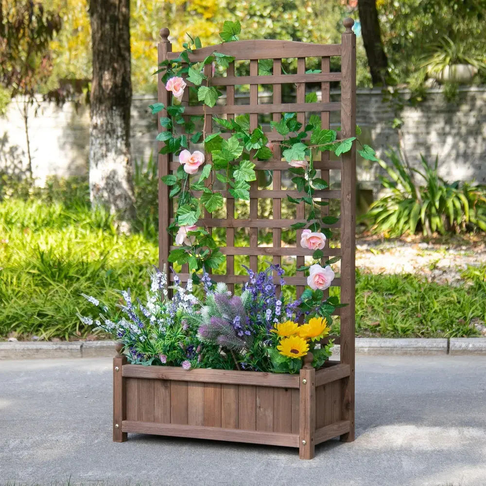 Odlingslåda med Spaljé Upphöjd Blomlåda i 64 x 28 x 120 Cm