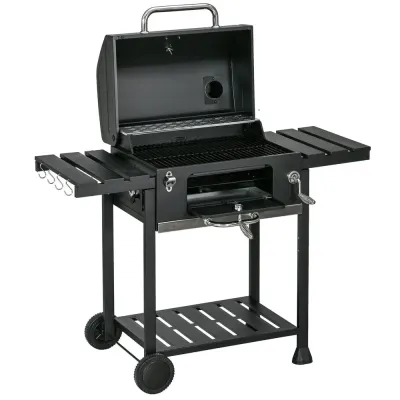 Kolgrill Campinggrill Svart av Rostfritt Stål Grillvagn