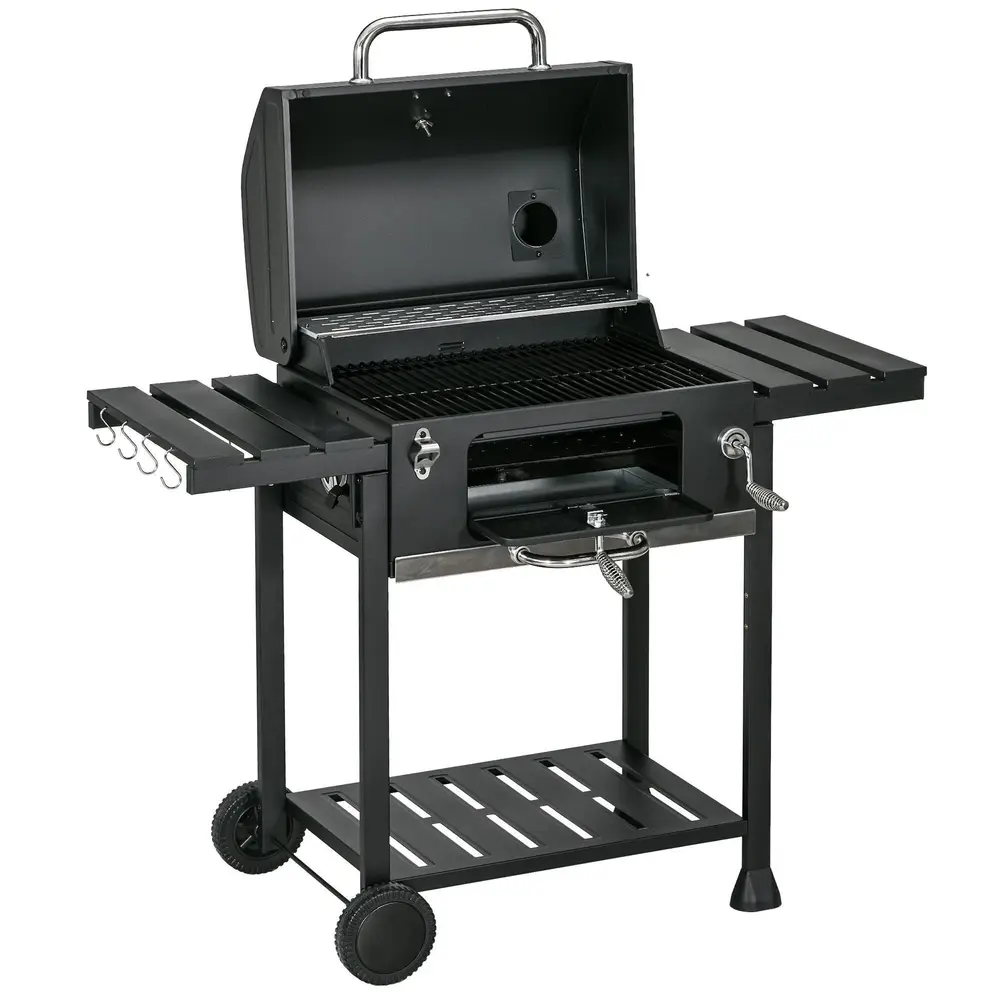Kolgrill Campinggrill Svart av Rostfritt Stål Grillvagn