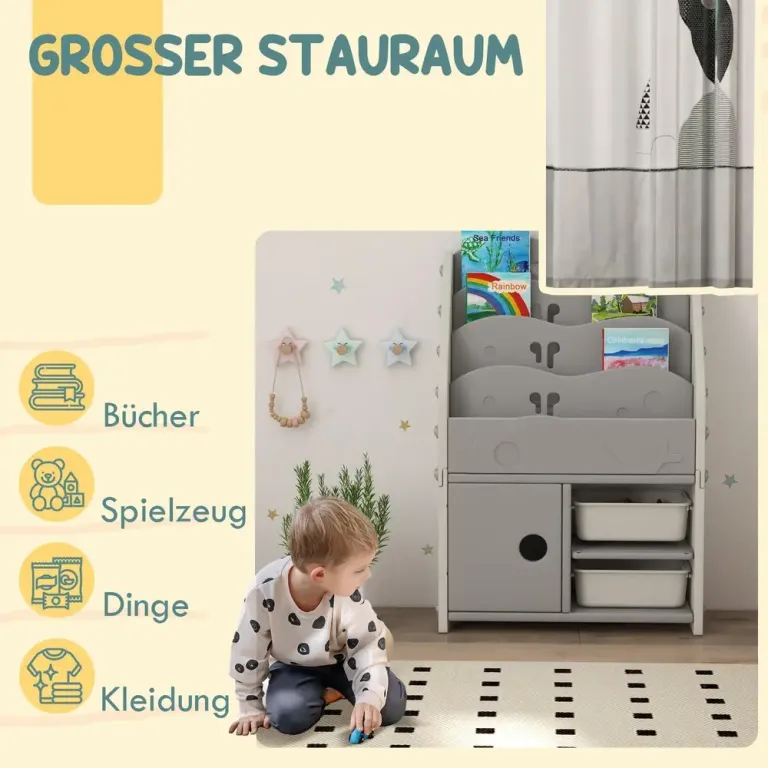 Barnhylla med 2 Lådor, Ljusgrå