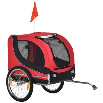 Hundcykelvagn med Säkerhetskoppling 130 x 73 x 90 cm, Röd