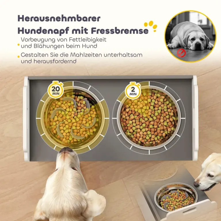 Matbar Hund med Förvaring Vit MDF och Rostfritt Stål 36 cm Upphöjd