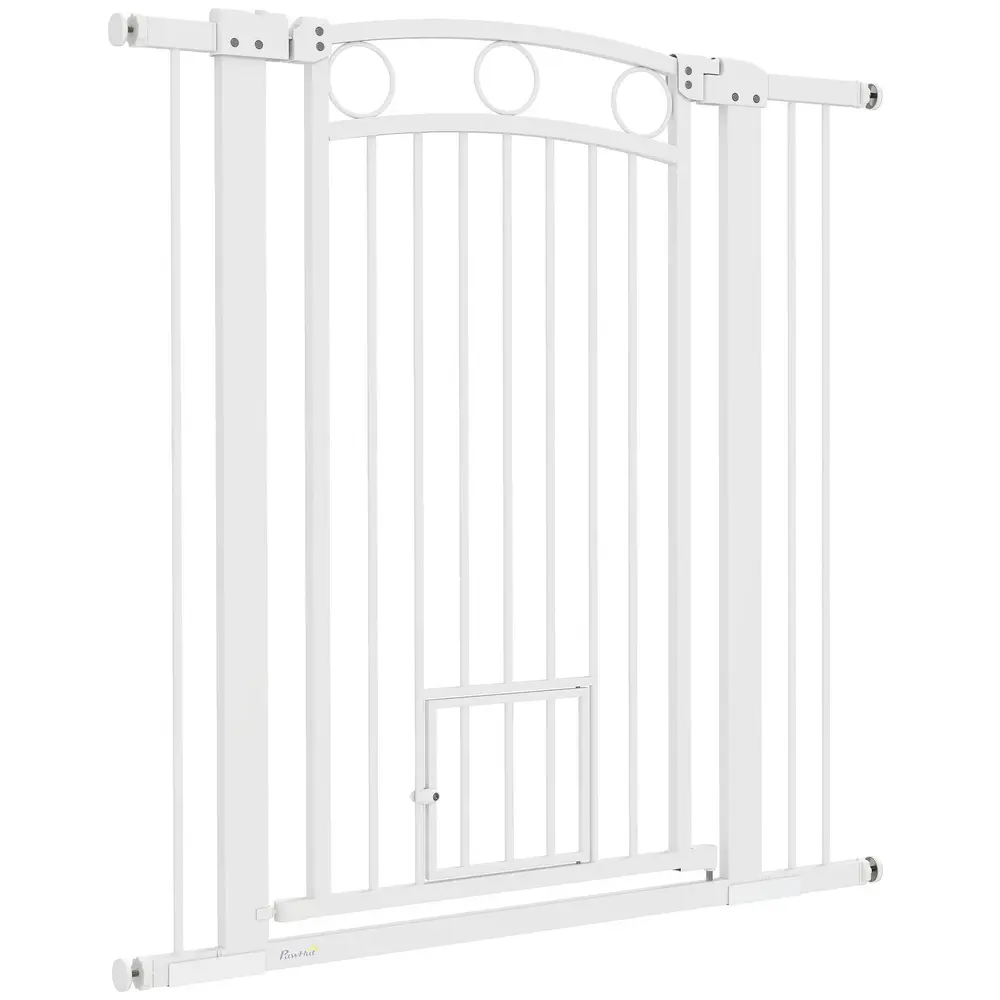 Säkerhetsgrind Trappgrind Spärr utan Borrning Vit 76-104 Cm