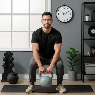 Kettlebell med Brett Handtag 12 kg, Blå