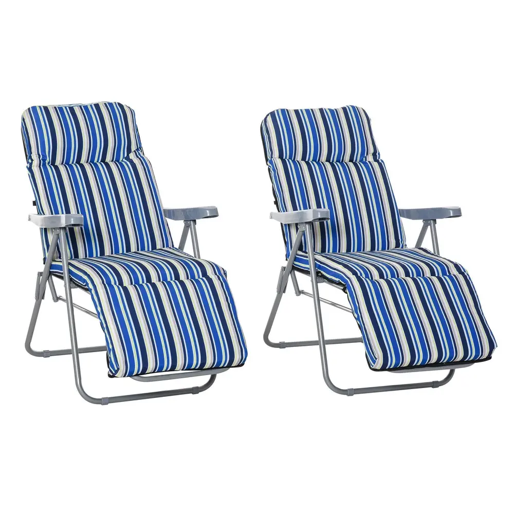 Hopfällbara Solstolar med Dynor 2-Pack 60 x 75 x 65-102 Cm