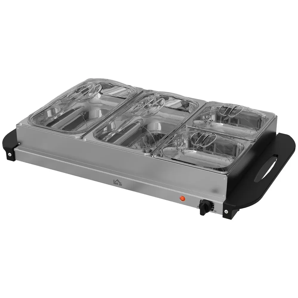 2-i-1 Buffévärmare 6,8 L Kokplatta 300 W Matvärmare i