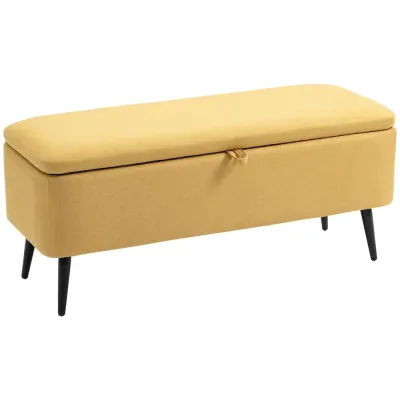 Stoppad Förvaringsbänk med Linnelook 101 x 38,5 x 44,5 cm