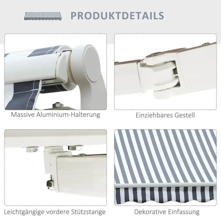Ledarmsmarkis med Handvev Aluminium 2,95 x 2,45 m
