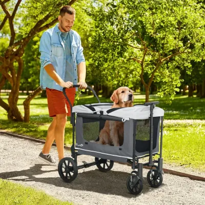 Hundvagn Dog Buggy Hopfällbar för Hundar 110x65x102 cm