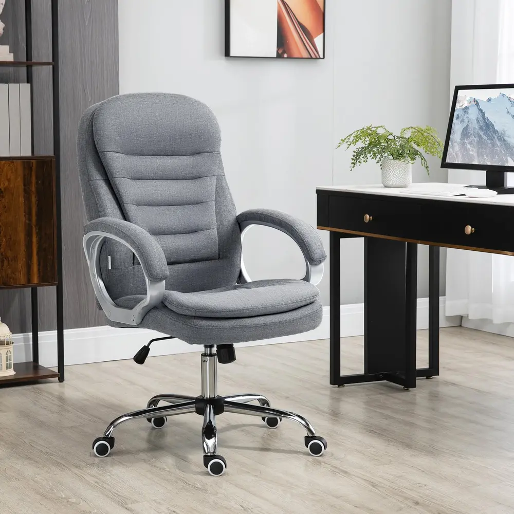 Ergonomisk Kontorsstol Linnetyg 64 x 75 x 111-121 Cm