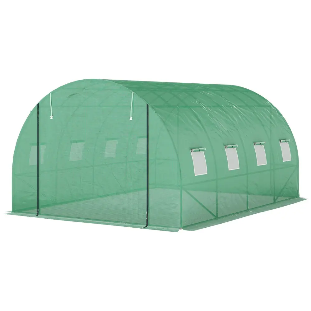 Växthus Filmtunnel 8 Fönster Grön av PE 4 x 3 x 2 M