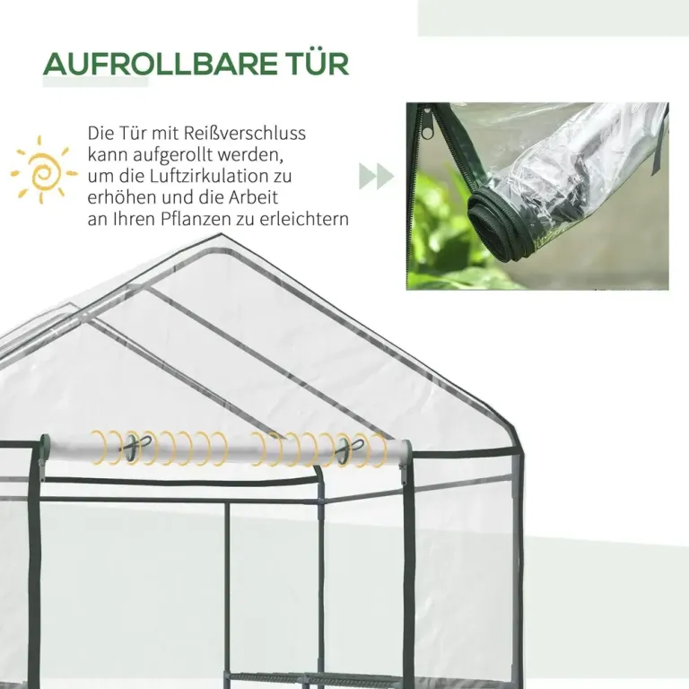 Tunnelväxthus Walk-in Trädgårdsskjul Tomatväxthus 6 Hyllor