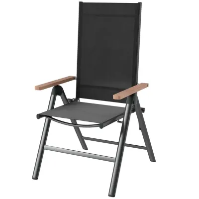 Trädgårdsstol Altanstol Hopfällbar Svart 60 x 73 x 108 cm