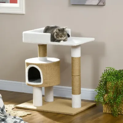 Klösträd Brun Vit av Jute och Plysch 79 cm