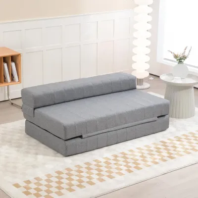 Bäddsoffa Soffa Grå av Sammetslook och Trä Stoppad 2-Sits