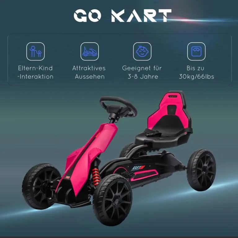 Gokart Trampbil för Barn Rosa av Metall och Plast för