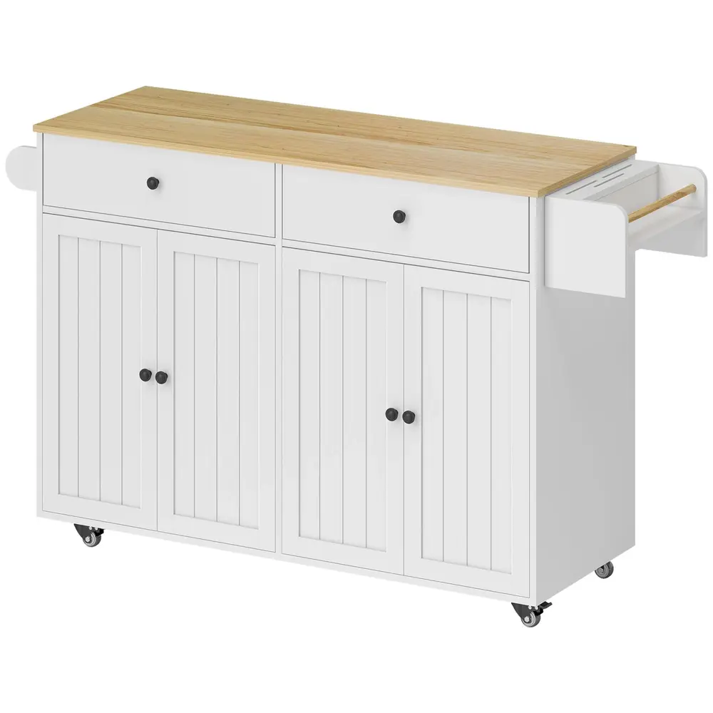 Köksö på Hjul med Förvaring Vit MDF 120 x 68 x 85 Cm