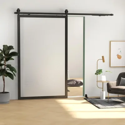 Skjutdörrsbeslag Dörrskena Svart av Kolstål 244 cm
