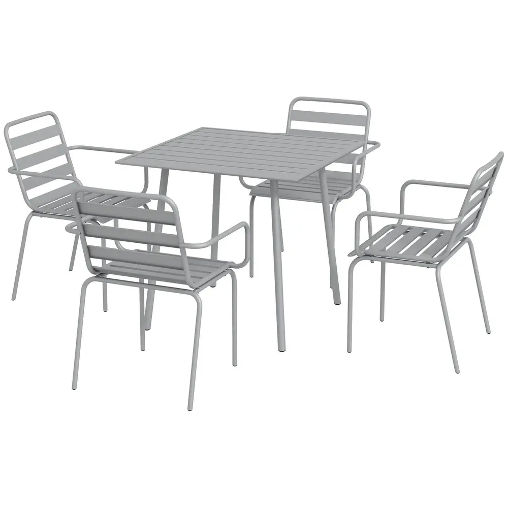 Trädgårdsmöbelset Matgrupp Ljusgrå av Stål Matbord 4